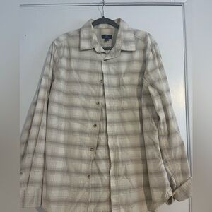 George Men's Casual Button Down Shirt - Beige Plaid